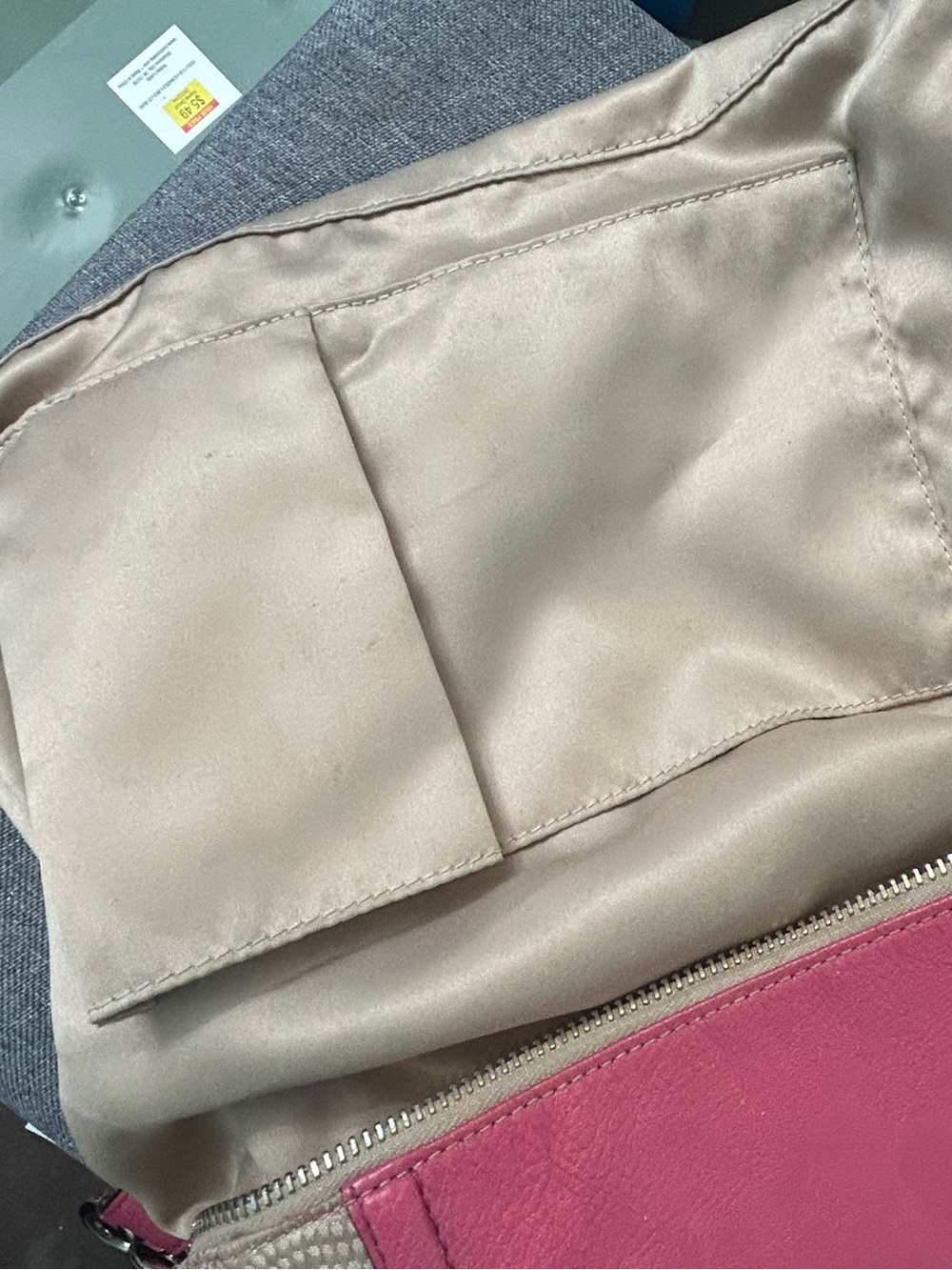 Coach Ashley dotted Op Art sateen satchel in khaki and hot pink with wallet - Picture 7 of 17